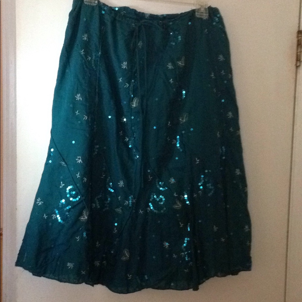 Heart Soul teal peasant boho cottagecore skirt